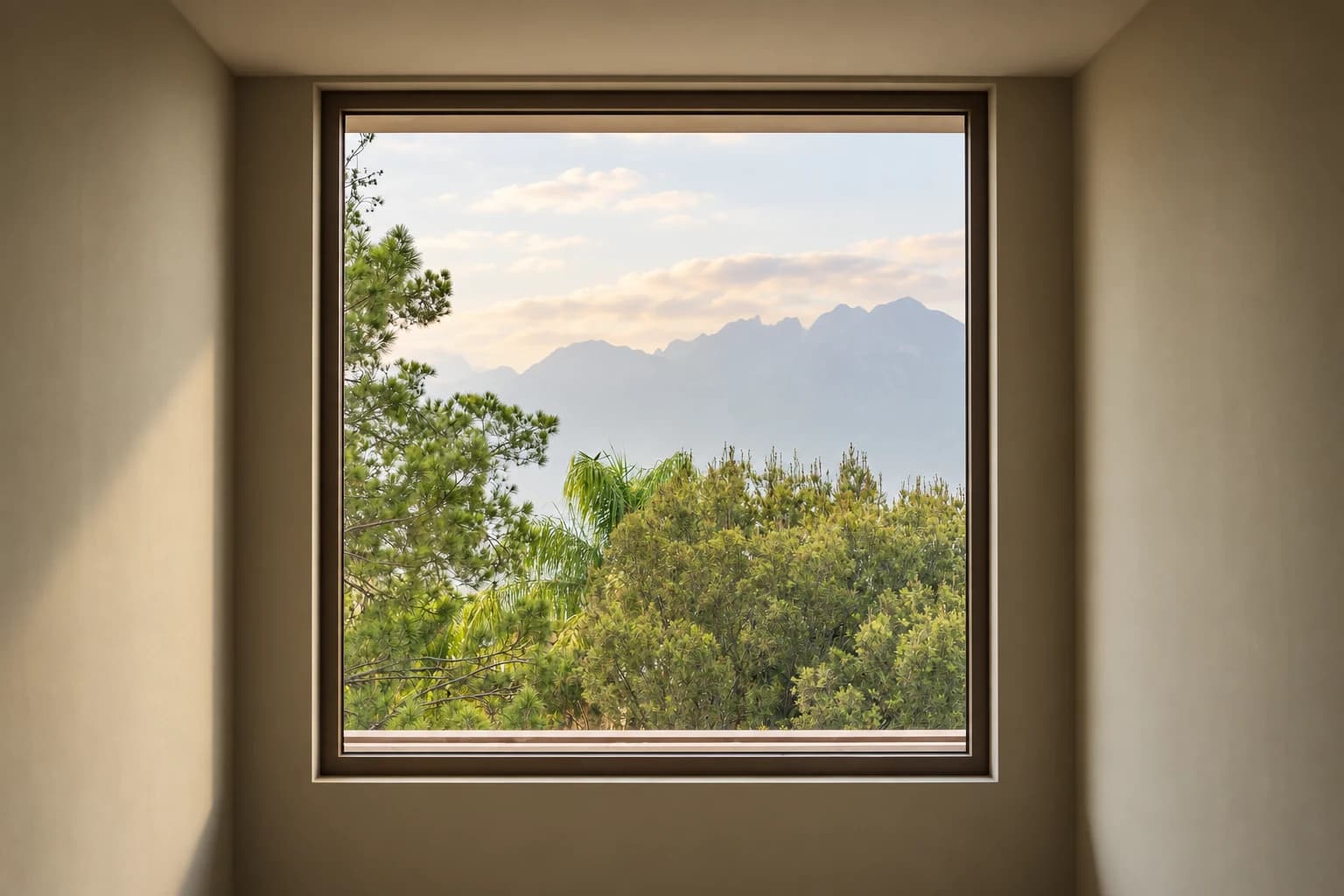 Ventana fija Kömmerling con vista exterior