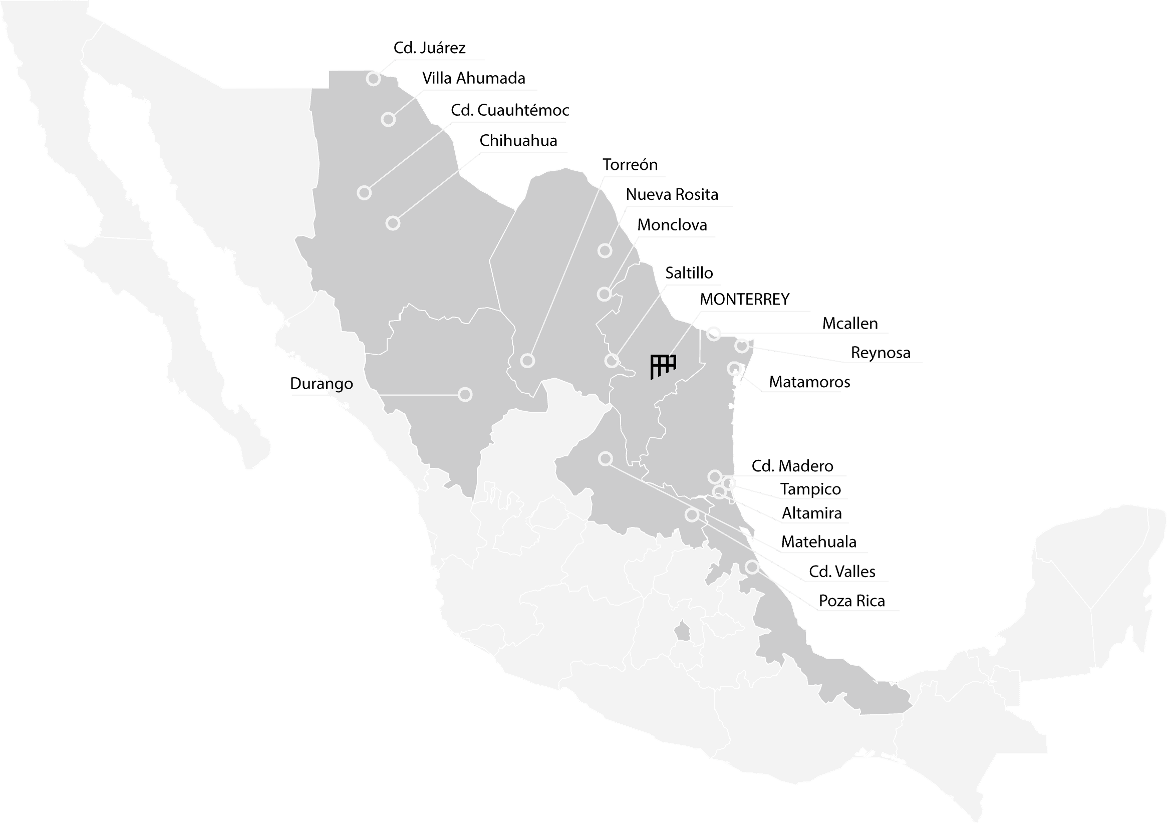 Mapa de proyectos en México