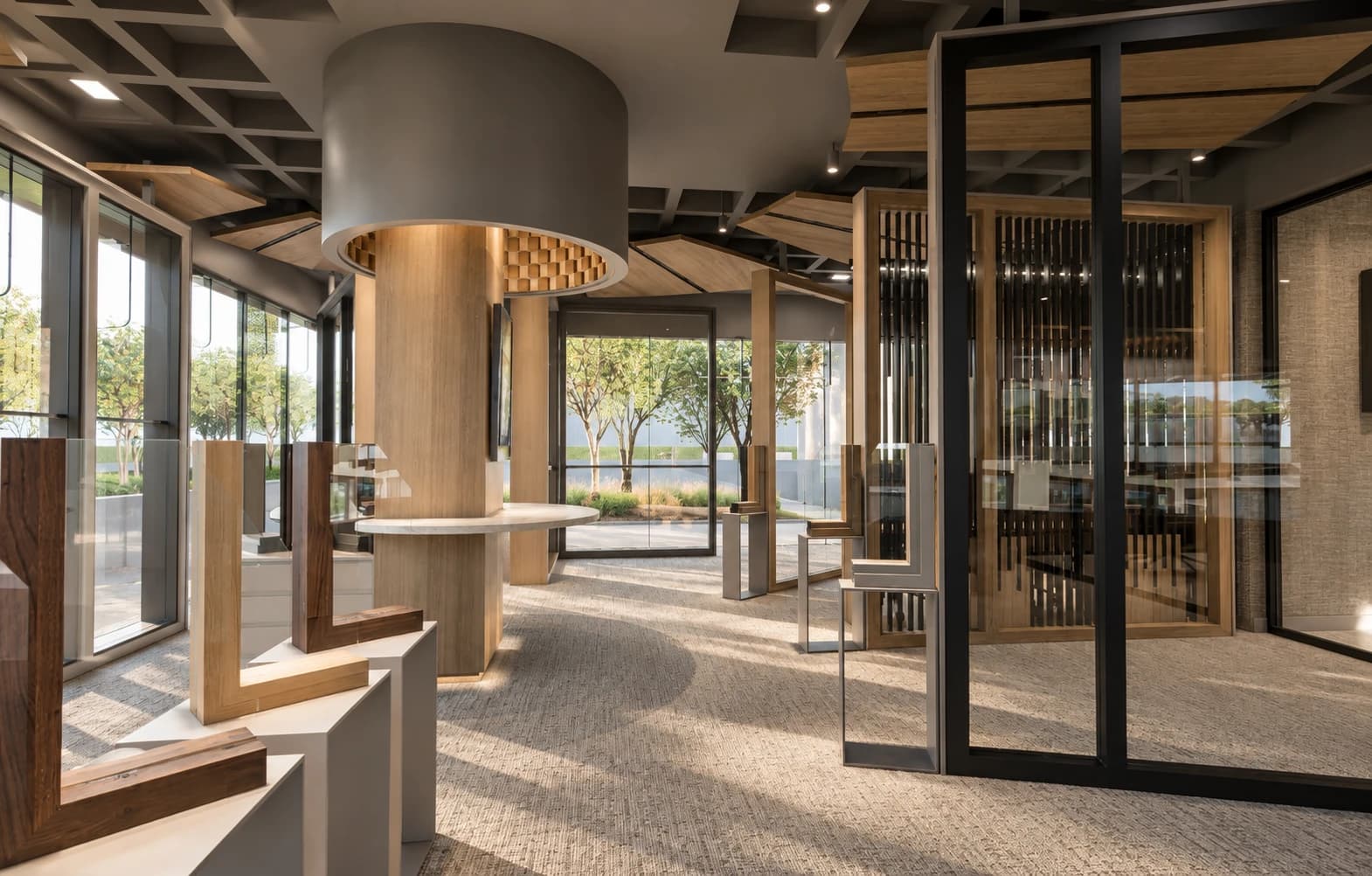 Showroom Fentexhaus con exhibicion de ventanas y acabados en San Pedro